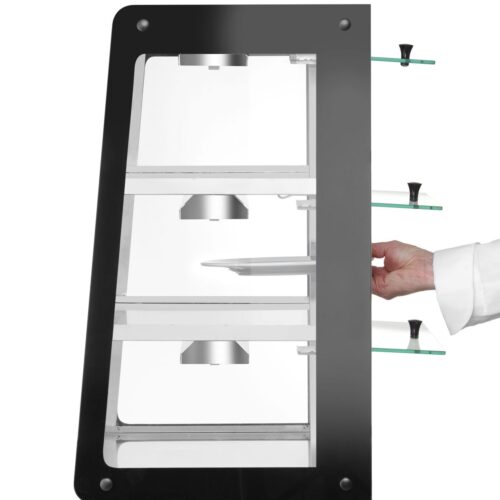 Šildoma vitrina su 3 lentynom, HENDI, Juodas, 220-240V/500W, 472x447x(H)775mm