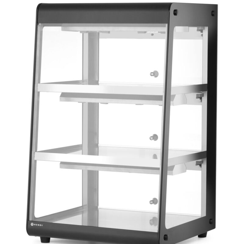 Šildoma vitrina su 3 lentynom, HENDI, Juodas, 220-240V/500W, 472x447x(H)775mm