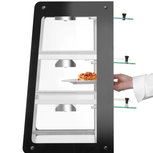 Šildoma vitrina su 3 lentynom, HENDI, Juodas, 220-240V/500W, 472x447x(H)775mm