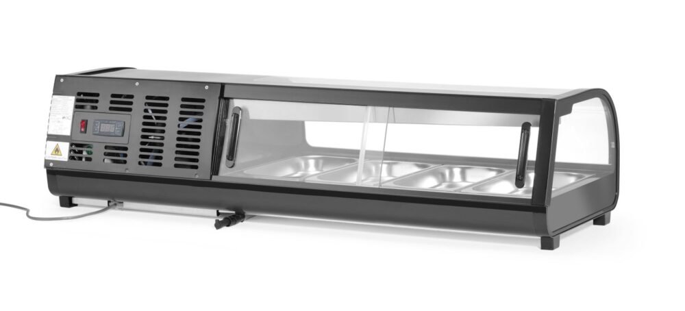 Suši vitrina, Arktic, Į rinkinį įtrauktos talpyklos: 4x GN 1/3 (H) 40 mm., GN 1/3, Juodas, 220-240V/190W, 1177x426x(H)296mm