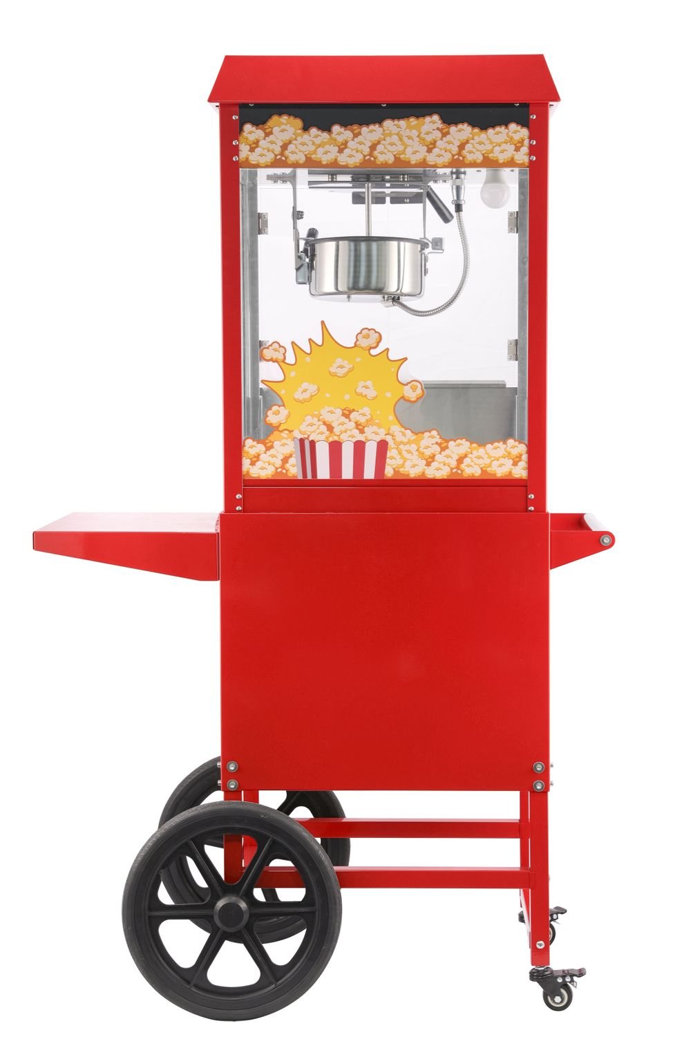 282830_IMG_8179_R1 Spragintų kukurūzų „Popcorn“ aparatas su vežimėliu, HENDI, Raudona, 220-240V/1155W, 940x510x(H)1553mm
