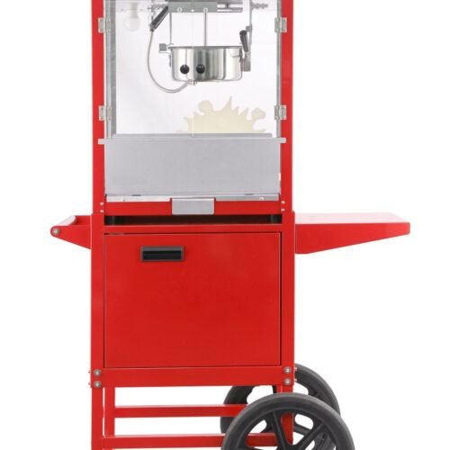 282830_IMG_8189_R1 Spragintų kukurūzų „Popcorn“ aparatas su vežimėliu, HENDI, Raudona, 220-240V/1155W, 940x510x(H)1553mm
