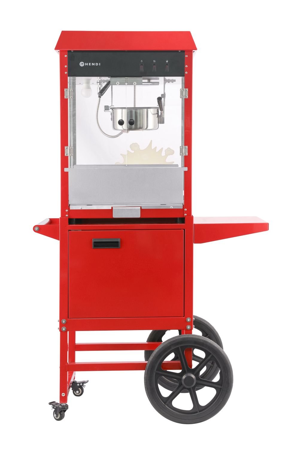 282830_IMG_8189_R1 Spragintų kukurūzų „Popcorn“ aparatas su vežimėliu, HENDI, Raudona, 220-240V/1155W, 940x510x(H)1553mm