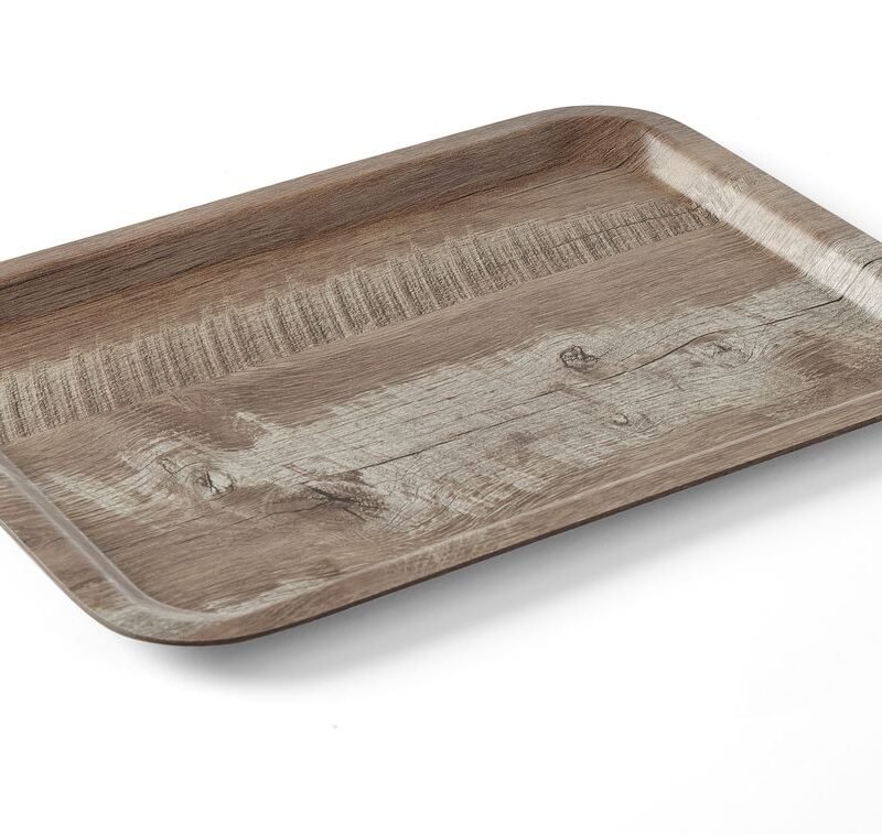 Serviravimo padėklas su melamino laminatu, medžio raštu, AmerBox, Tamsi mediena, 240x340mm