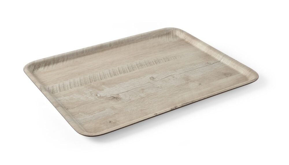 Serviravimo padėklas su melamino laminatu, medžio raštu, AmerBox, Šviesi mediena, 370x530mm
