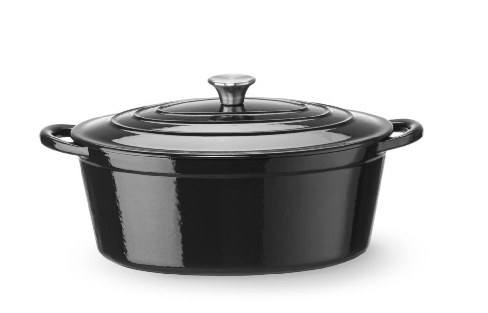 Emaliuotas ketaus puodas, HENDI, 6,88L, Juodas, 405x255x(H)134mm