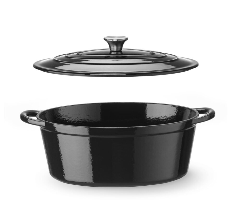 Emaliuotas ketaus puodas, HENDI, 6,88L, Juodas, 405x255x(H)134mm