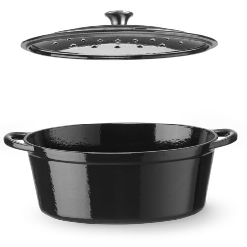 Emaliuotas ketaus puodas, HENDI, 6,88L, Juodas, 405x255x(H)134mm