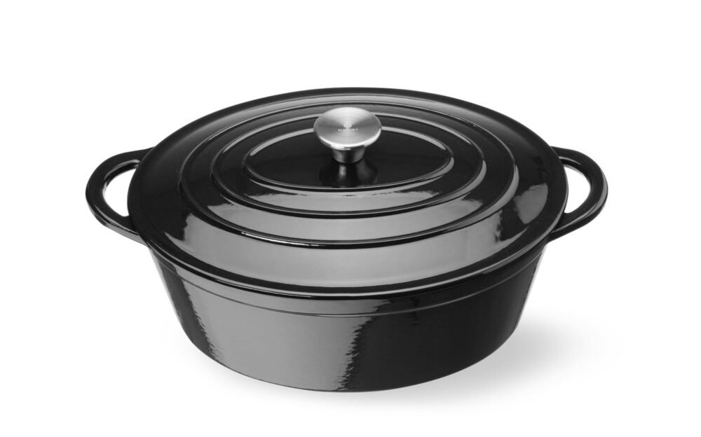 Emaliuotas ketaus puodas, HENDI, 6,88L, Juodas, 405x255x(H)134mm