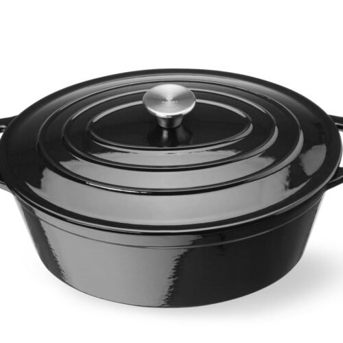 Emaliuotas ketaus puodas, HENDI, 6,88L, Juodas, 405x255x(H)134mm