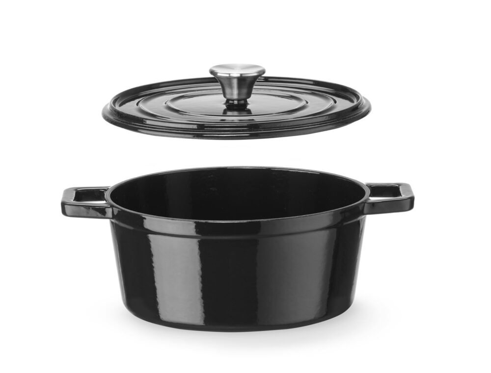 Emaliuotas ketaus puodas, HENDI, 3,7L, Juodas, 317x240x(H)105mm