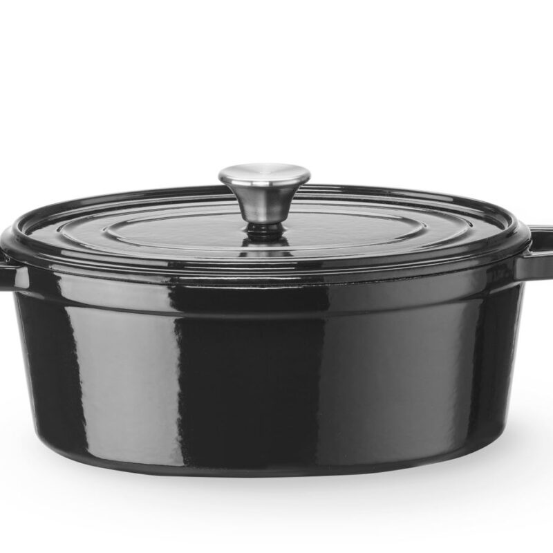 Emaliuotas ketaus puodas, HENDI, 4,4L, Juodas, 365x290x(H)115mm