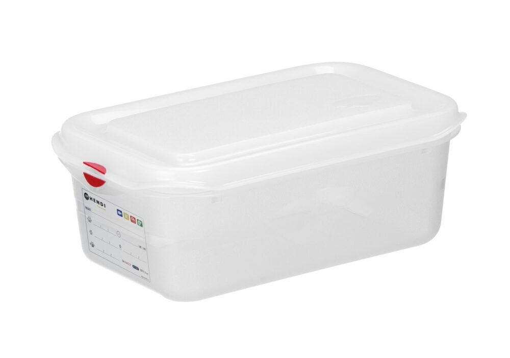Konteineris GN 1/4 polipropilenas, HENDI, GN 1/4, 2,8L, Permatomas, 265x162x(H)100mm