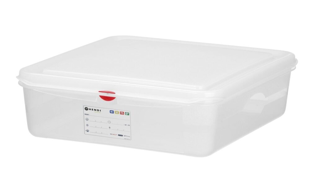 Konteineris GN 1/1 polipropilenas, HENDI, GN 1/1, 13L, Permatomas, 530x325x(H)100mm