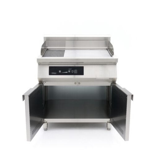 Indukcinė kepimo plokštė 700 - lygi ir rievėta - 10 000 W - dviguba - su stovu