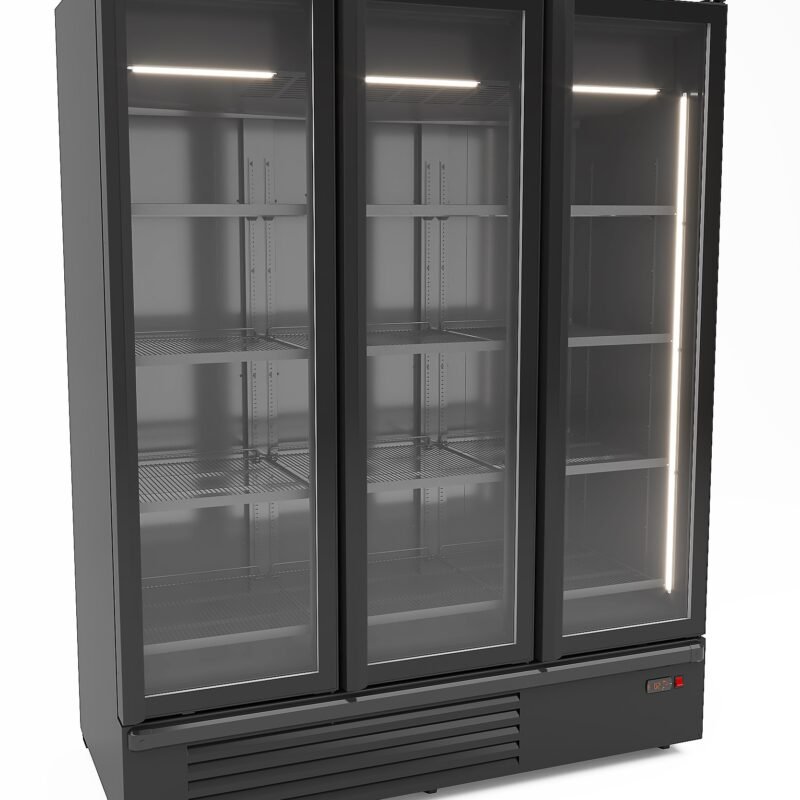 REFRIGERATOR 3 GLASS DOORS BLACK 1555L