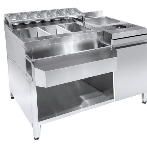 COCKTAIL BAR STATION   INCL. SINK, GLASS RINSER, GN CONTAINERS AND SPEEDRAIL FOR BOTTLES