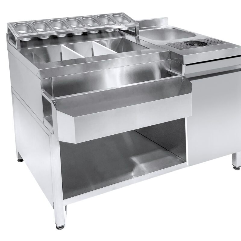 COCKTAIL BAR STATION   INCL. SINK, GLASS RINSER, GN CONTAINERS AND SPEEDRAIL FOR BOTTLES
