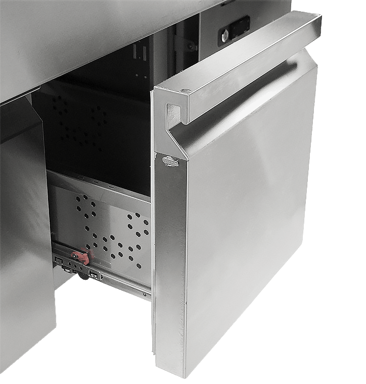 REFRIGERATED COCKTAIL BAR STATION   INCL. SINK, GLASS RINSER, SPEEDRAIL FOR BOTTLES, CUTTING BOARD AND WASTE BIN