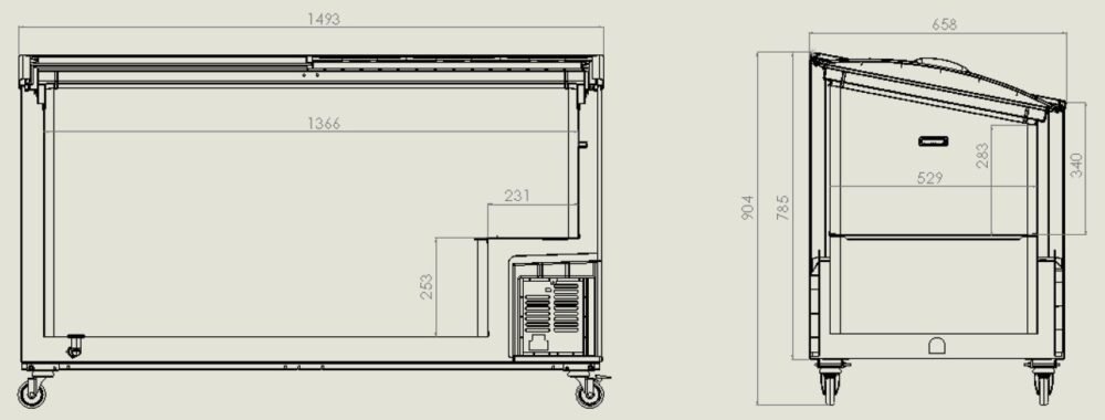 CHEST FREEZER GLASS COVER 461 L