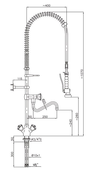 PRE RINSE UNIT WITH 1-HOLE