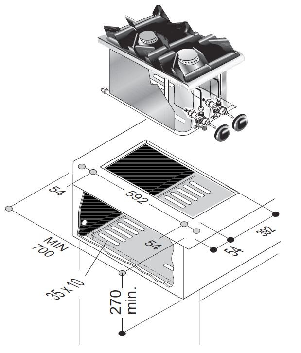 GAS RANGE 2 BU. 7KW