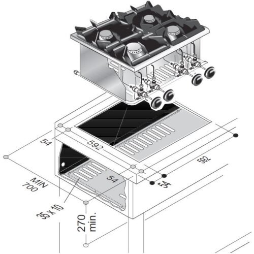 GAS RANGE 4 BU. 18KW