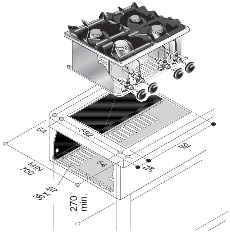 GAS RANGE 4 BU. 18KW
