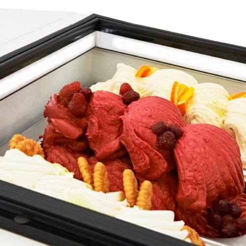 COUNTERTOP MODEL ICE CREAM DISPLAY WHITE  OPENS ON THE OPERATING SIDE