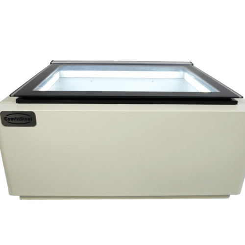 COUNTERTOP MODEL ICE CREAM DISPLAY WHITE  OPENS ON THE CUSTOMER SIDE