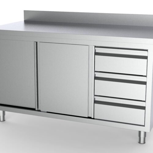 700 WORKTABLE SLIDING DOORS DRAWERS RIGHT WITH UPSTAND 1800