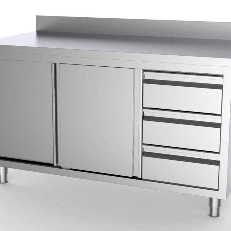 700 WORKTABLE SLIDING DOORS DRAWERS RIGHT WITH UPSTAND 1800