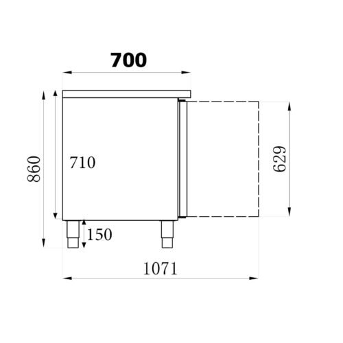 REFRIGERATED NEGATIVE COUNTER 2 DOORS