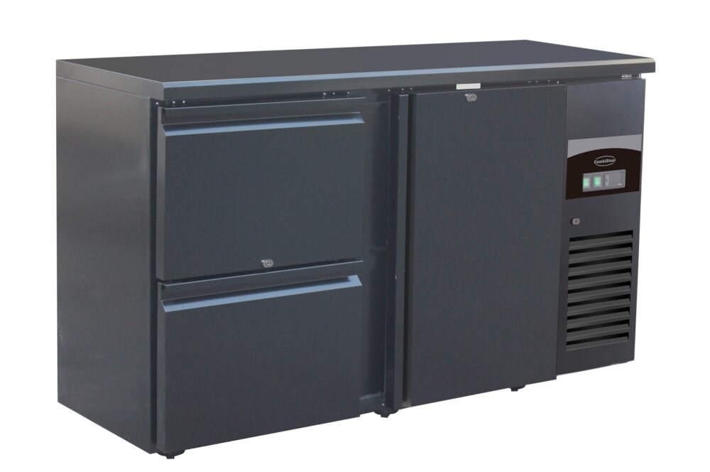 BARCOOLER BLACK 1 DOOR AND 2 DRAWERS
