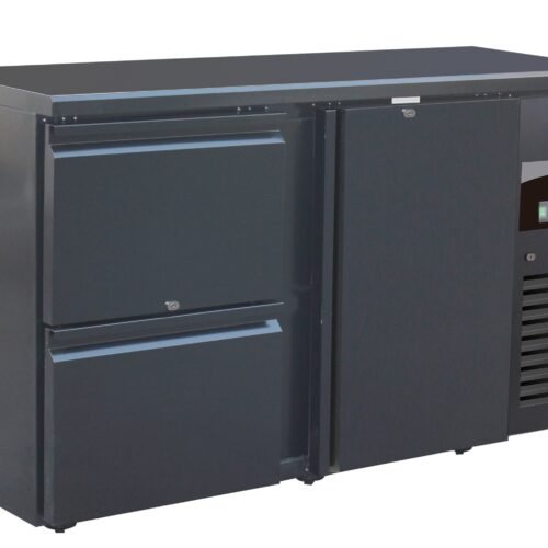 BARCOOLER BLACK 1 DOOR AND 2 DRAWERS