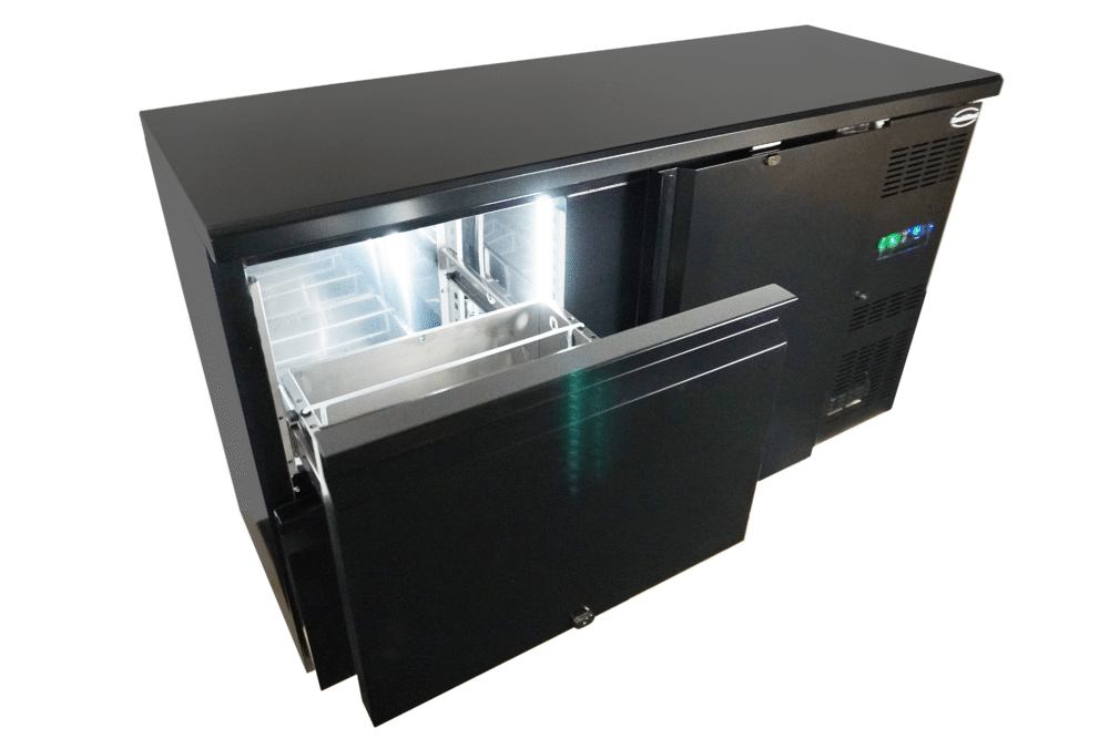 BARCOOLER BLACK 1 DOOR AND 2 DRAWERS