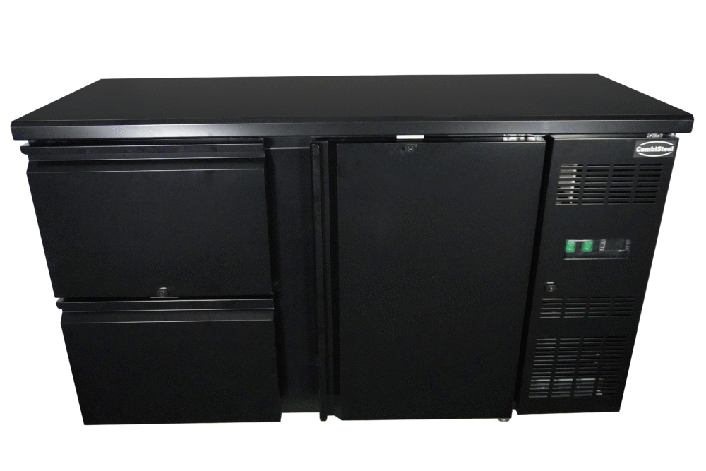 BARCOOLER BLACK 1 DOOR AND 2 DRAWERS