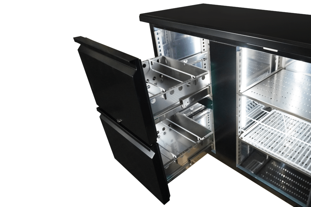 BARCOOLER BLACK 3 DOORS AND 2 DRAWERS