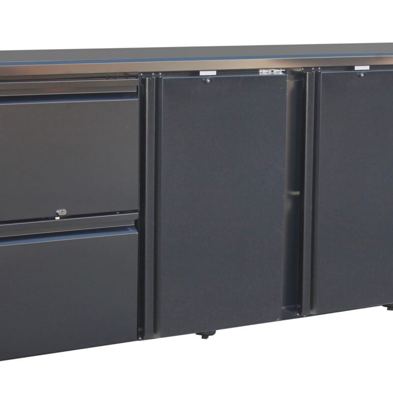 BARCOOLER BLACK 2 DOORS AND 2 DRAWERS
