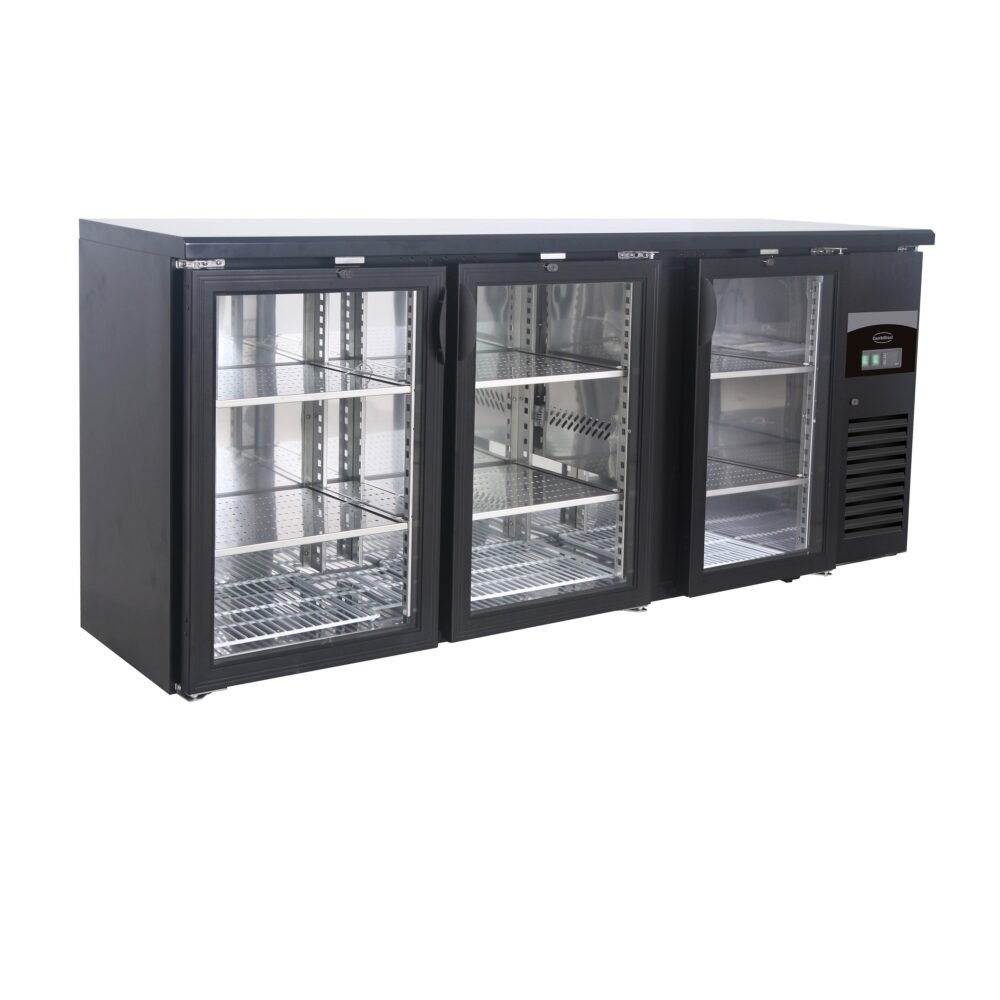 BACKBAR COOLER BLACK 3 GLASS DOORS