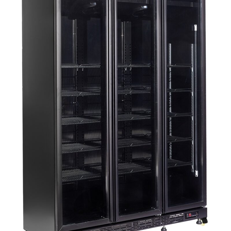 7455_1920-1925_1 REFRIGERATOR 3 GLASS DOORS BLACK NAP-1200 *TRANSPORT ON REQUEST*
