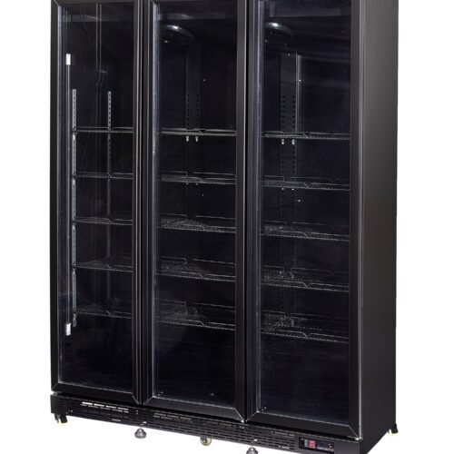 REFRIGERATOR 3 GLASS DOORS BLACK NAP-1200  *TRANSPORT ON REQUEST*