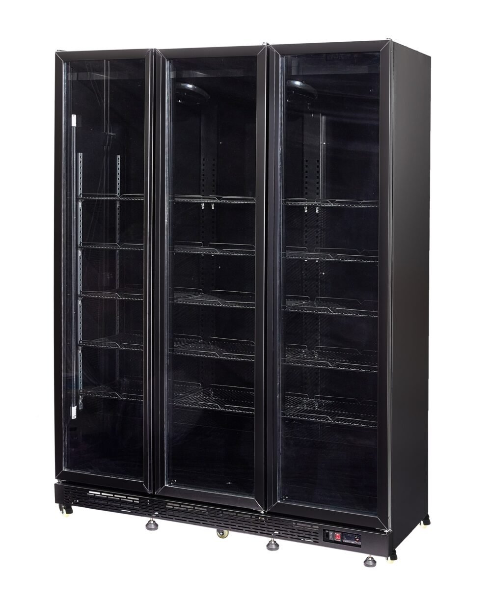 REFRIGERATOR 3 GLASS DOORS BLACK NAP-1200 HT - WITH DOOR HEATING