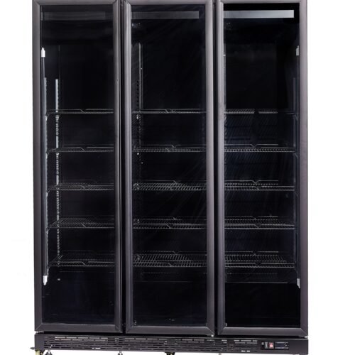 REFRIGERATOR 3 GLASS DOORS BLACK NAP-1200  *TRANSPORT ON REQUEST*