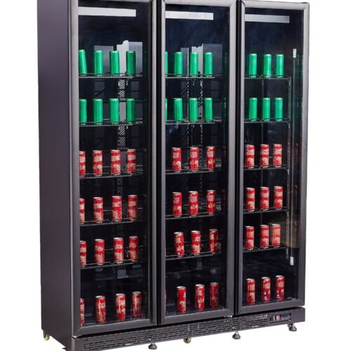 REFRIGERATOR 3 GLASS DOORS BLACK NAP-1200  *TRANSPORT ON REQUEST*