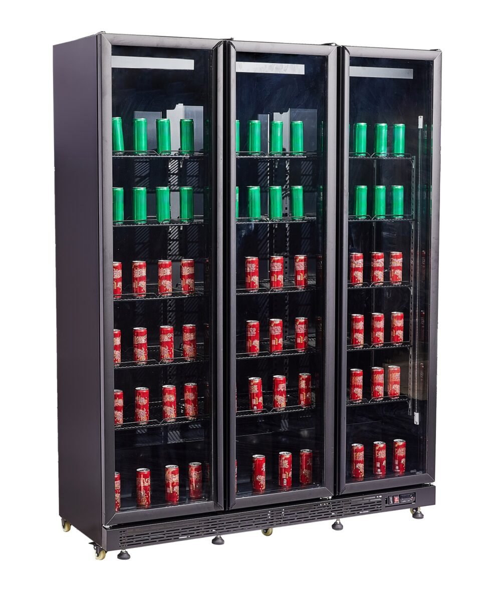 REFRIGERATOR 3 GLASS DOORS BLACK NAP-1200 HT - WITH DOOR HEATING