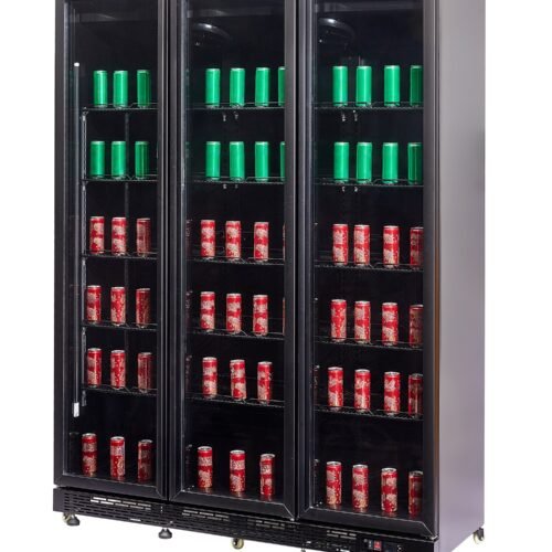 REFRIGERATOR 3 GLASS DOORS BLACK NAP-1200 HT - WITH DOOR HEATING