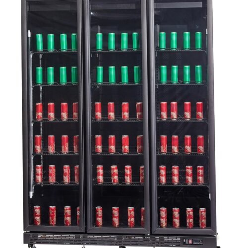 REFRIGERATOR 3 GLASS DOORS BLACK NAP-1200 HT - WITH DOOR HEATING