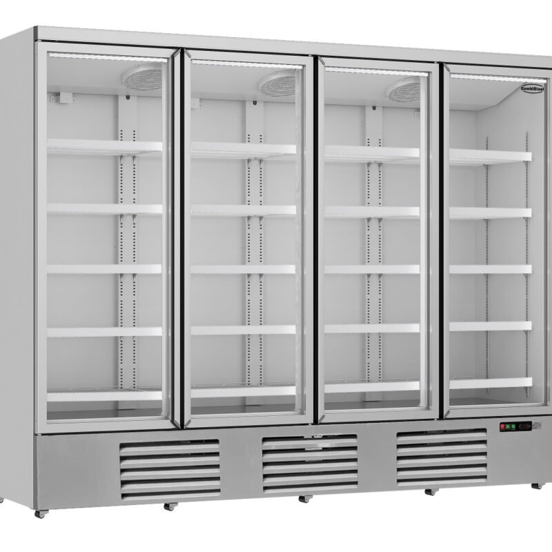 REFRIGERATOR 4 GLASS DOORS JDE-2025R  *TRANSPORT ON REQUEST*  **Note: there is a higher inrush current, which makes a circuit breaker with type C characteristic necessary.**