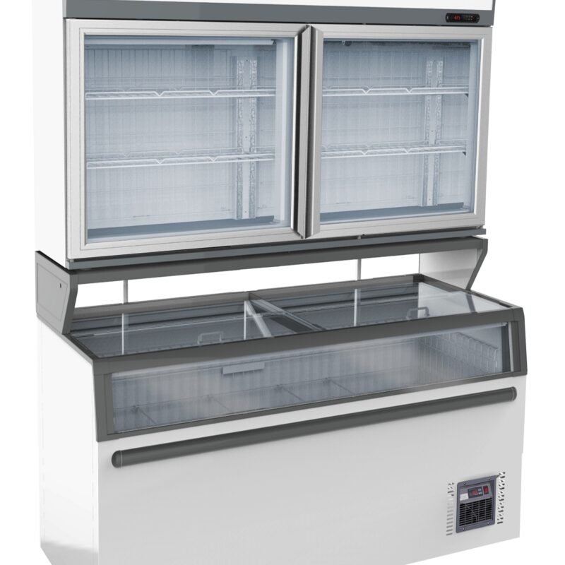 WALL MOUNTED FREEZER UNIT WHITE 2 GLASS DOORS
